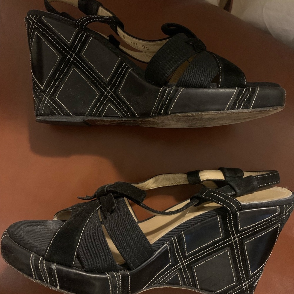 Beautiful Salvatore Ferragamo Black Wedge Sandals